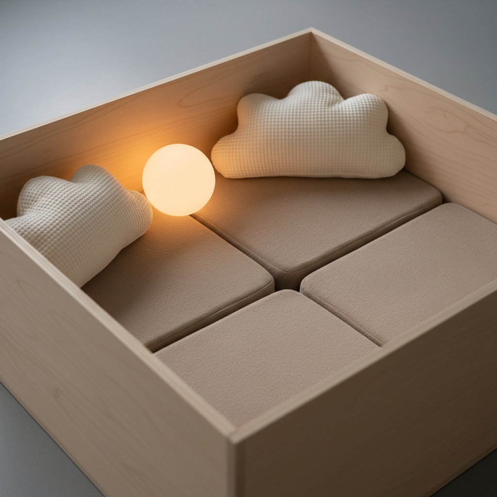 Inkleding Snoezelbox met matrassen, kussens en sfeerlicht